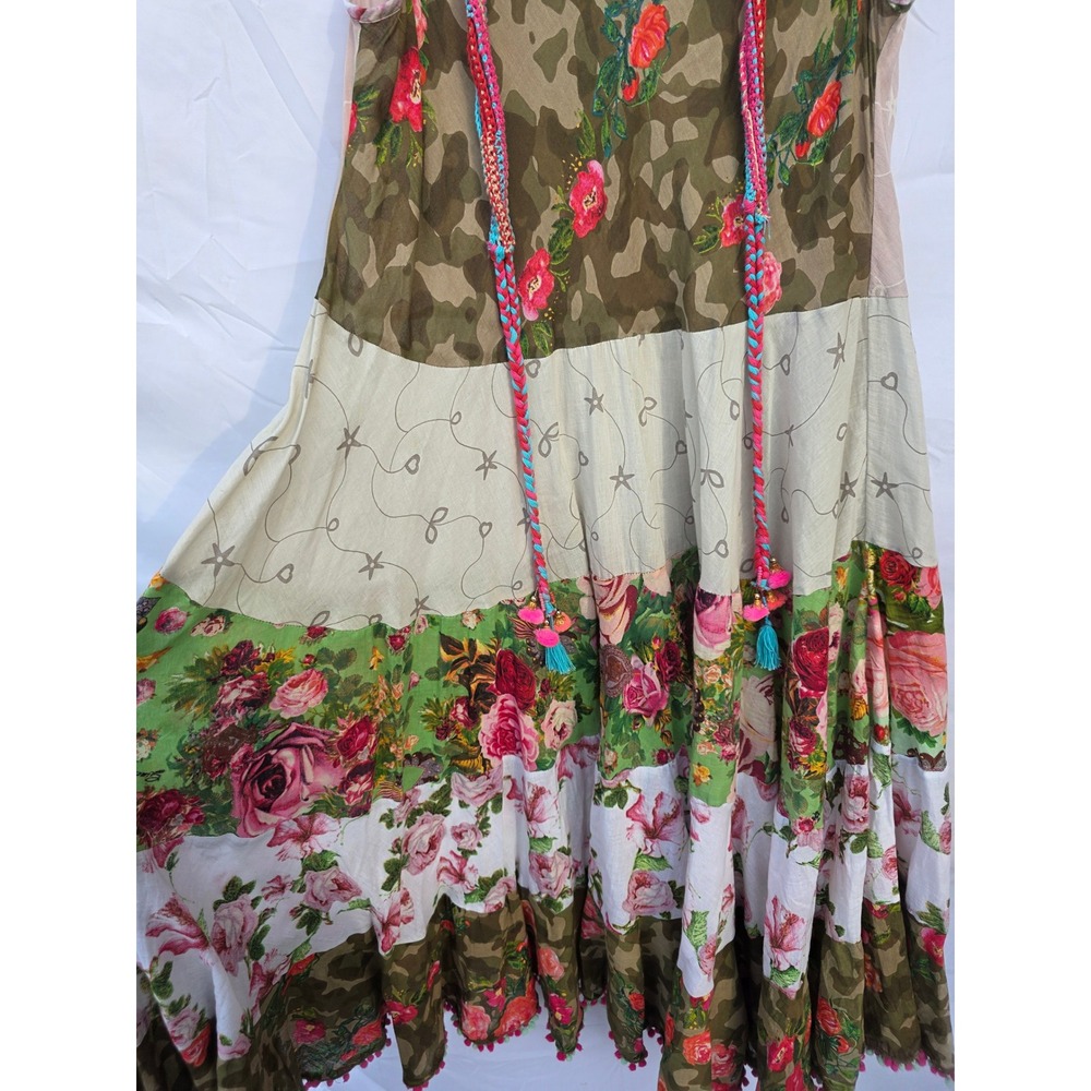 Antica Sartoria Giacomo Cinque Camo Floral Patchwork Beaded Maxi Dress Womens L - Picture 3 of 13